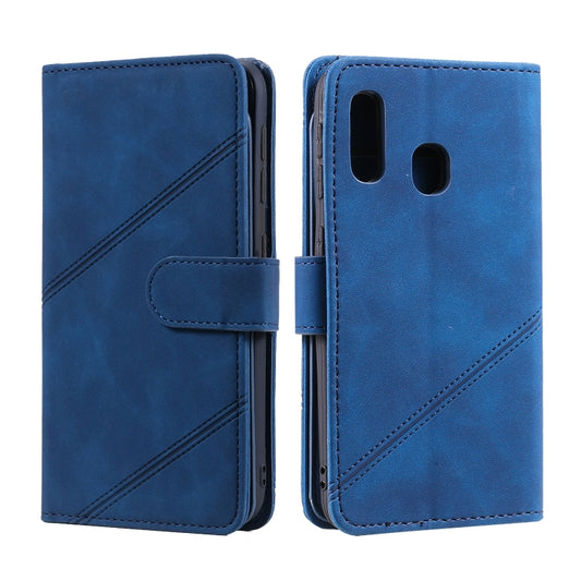 For Samsung Galaxy A20e Skin Feel Business Horizontal Flip PU Leather Case with Holder & Multi-Card Slots & Wallet & Lanyard & Photo Frame(Blue) by buy2fix
