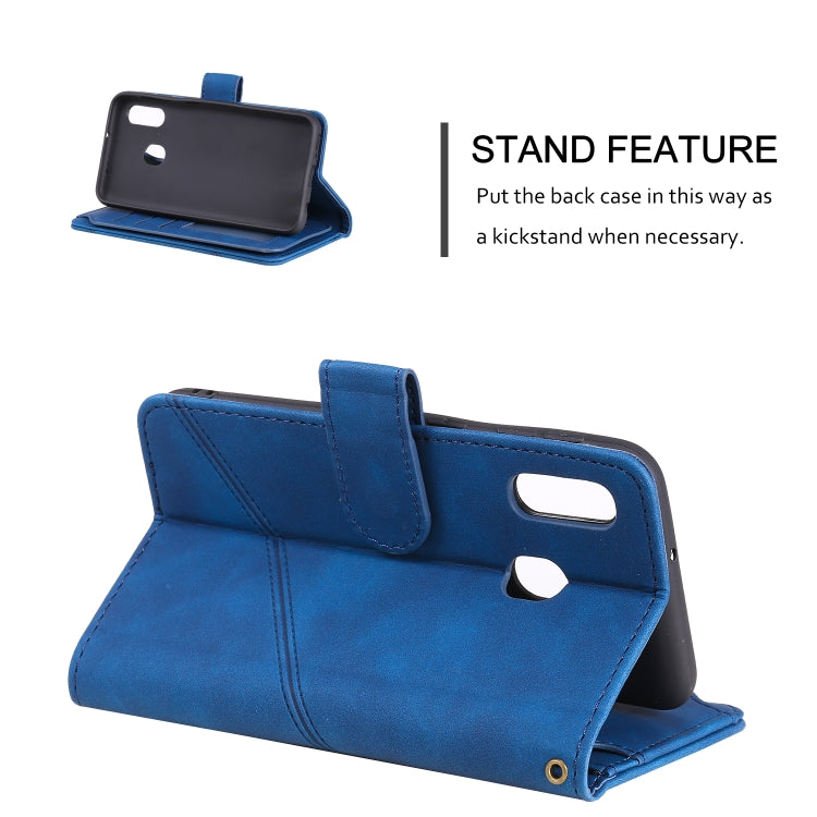 For Samsung Galaxy A20e Skin Feel Business Horizontal Flip PU Leather Case with Holder & Multi-Card Slots & Wallet & Lanyard & Photo Frame(Blue) by buy2fix