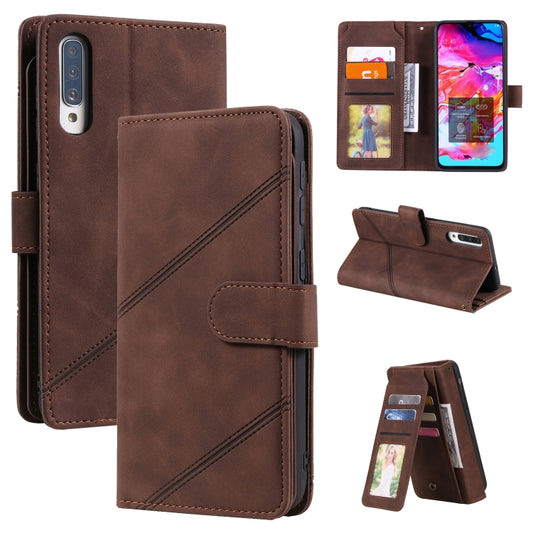 For Samsung Galaxy A70 Skin Feel Business Horizontal Flip PU Leather Case with Holder & Multi-Card Slots & Wallet & Lanyard & Photo Frame(Brown) by buy2fix