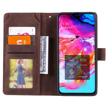 For Samsung Galaxy A70 Skin Feel Business Horizontal Flip PU Leather Case with Holder & Multi-Card Slots & Wallet & Lanyard & Photo Frame(Brown) by buy2fix