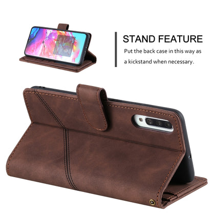 For Samsung Galaxy A70 Skin Feel Business Horizontal Flip PU Leather Case with Holder & Multi-Card Slots & Wallet & Lanyard & Photo Frame(Brown) by buy2fix