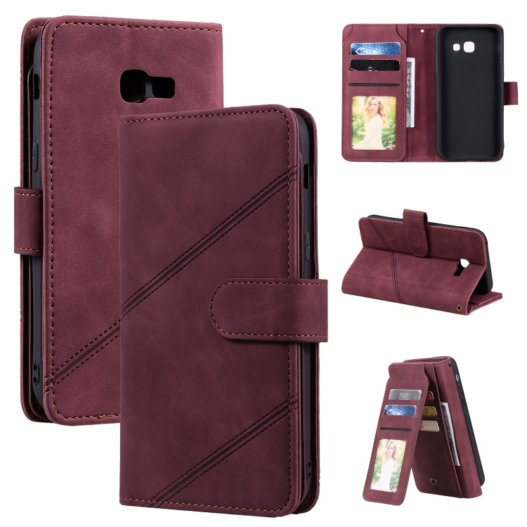 For Samsung Galaxy A5 2017 Skin Feel Business Horizontal Flip PU Leather Case with Holder & Multi-Card Slots & Wallet & Lanyard & Photo Frame(Wine Red) by buy2fix