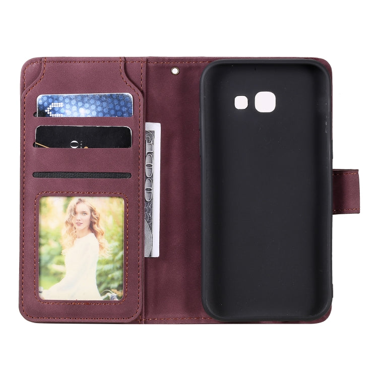 For Samsung Galaxy A5 2017 Skin Feel Business Horizontal Flip PU Leather Case with Holder & Multi-Card Slots & Wallet & Lanyard & Photo Frame(Wine Red) by buy2fix