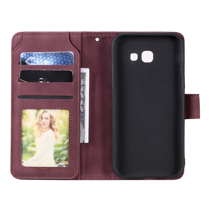 For Samsung Galaxy A5 2017 Skin Feel Business Horizontal Flip PU Leather Case with Holder & Multi-Card Slots & Wallet & Lanyard & Photo Frame(Wine Red) by buy2fix