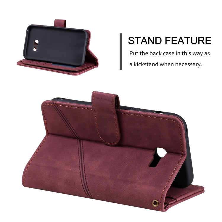 For Samsung Galaxy A5 2017 Skin Feel Business Horizontal Flip PU Leather Case with Holder & Multi-Card Slots & Wallet & Lanyard & Photo Frame(Wine Red) by buy2fix