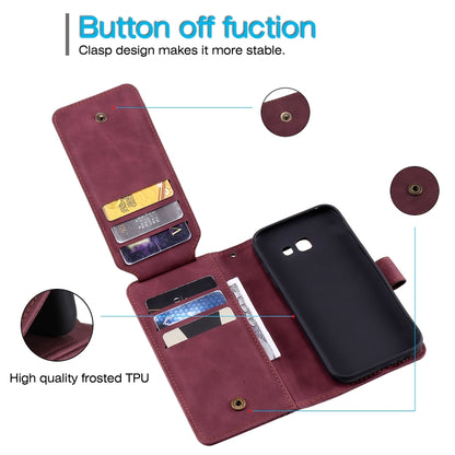For Samsung Galaxy A5 2017 Skin Feel Business Horizontal Flip PU Leather Case with Holder & Multi-Card Slots & Wallet & Lanyard & Photo Frame(Wine Red) by buy2fix