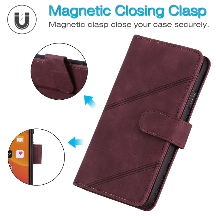 For Samsung Galaxy A5 2017 Skin Feel Business Horizontal Flip PU Leather Case with Holder & Multi-Card Slots & Wallet & Lanyard & Photo Frame(Wine Red) by buy2fix