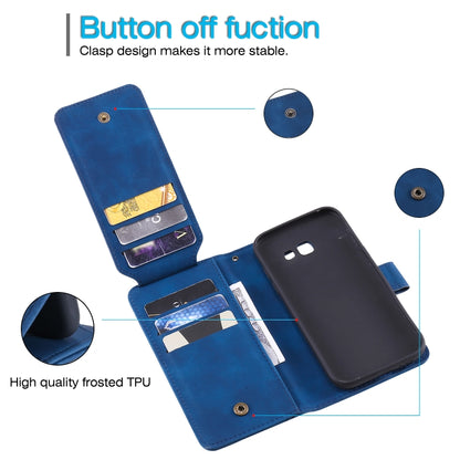 For Samsung Galaxy A5 2017 Skin Feel Business Horizontal Flip PU Leather Case with Holder & Multi-Card Slots & Wallet & Lanyard & Photo Frame(Blue) by buy2fix