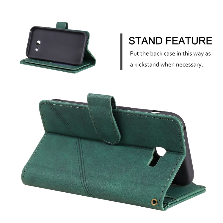 For Samsung Galaxy A5 2017 Skin Feel Business Horizontal Flip PU Leather Case with Holder & Multi-Card Slots & Wallet & Lanyard & Photo Frame(Green) by buy2fix