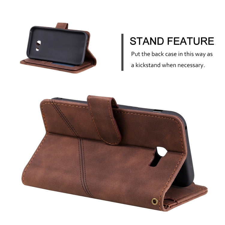 For Samsung Galaxy A5 2017 Skin Feel Business Horizontal Flip PU Leather Case with Holder & Multi-Card Slots & Wallet & Lanyard & Photo Frame(Brown) by buy2fix