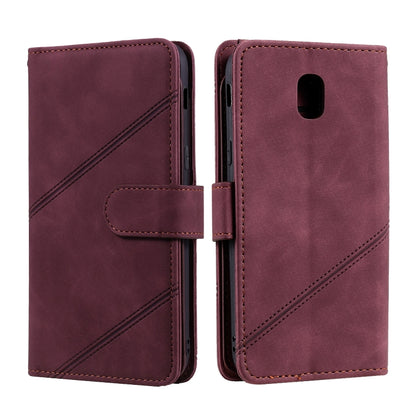 For Samsung Galaxy J5 2017 Skin Feel Business Horizontal Flip PU Leather Case with Holder & Multi-Card Slots & Wallet & Lanyard & Photo Frame(Wine Red) - Galaxy Phone Cases by buy2fix | Online Shopping UK | buy2fix