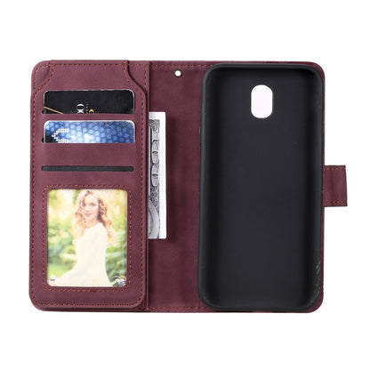 For Samsung Galaxy J5 2017 Skin Feel Business Horizontal Flip PU Leather Case with Holder & Multi-Card Slots & Wallet & Lanyard & Photo Frame(Wine Red) - Galaxy Phone Cases by buy2fix | Online Shopping UK | buy2fix