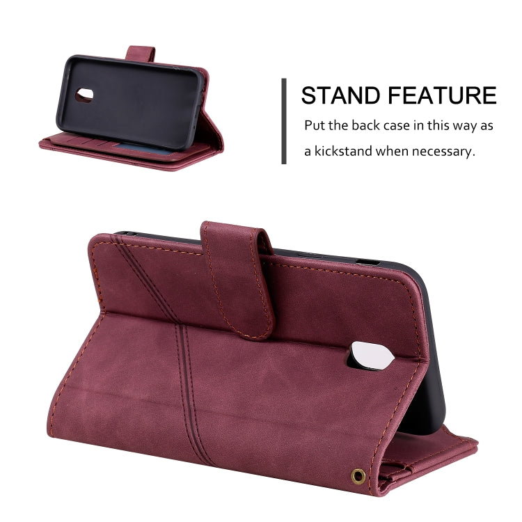 For Samsung Galaxy J5 2017 Skin Feel Business Horizontal Flip PU Leather Case with Holder & Multi-Card Slots & Wallet & Lanyard & Photo Frame(Wine Red) - Galaxy Phone Cases by buy2fix | Online Shopping UK | buy2fix