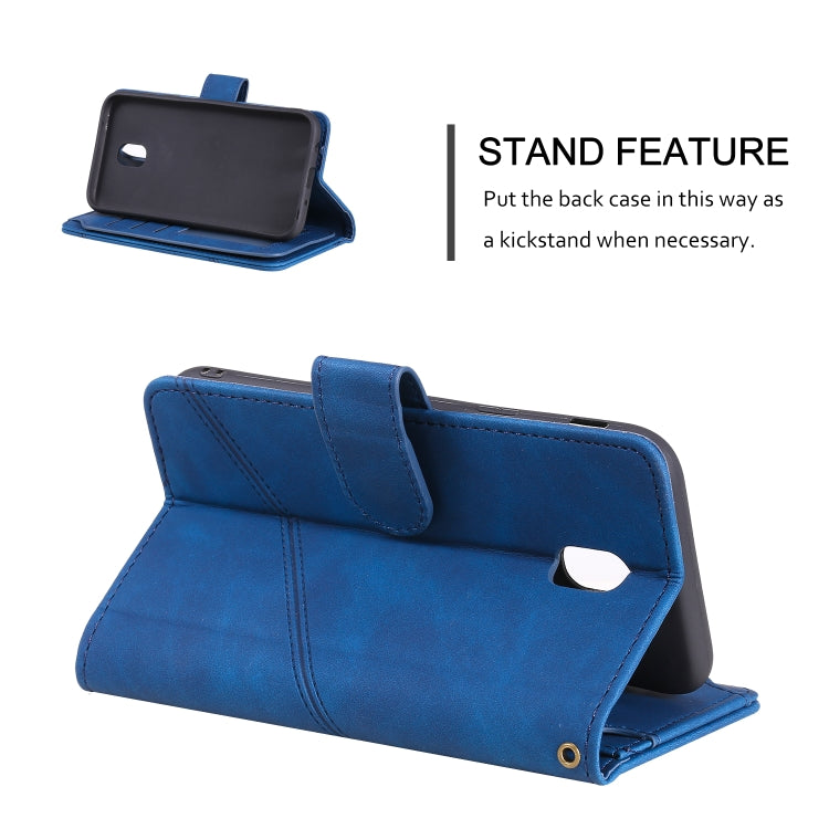 For Samsung Galaxy J5 2017 Skin Feel Business Horizontal Flip PU Leather Case with Holder & Multi-Card Slots & Wallet & Lanyard & Photo Frame(Blue) by buy2fix