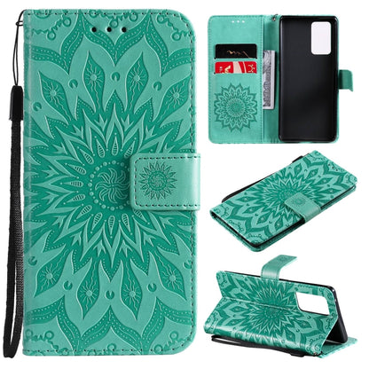 For OPPO Reno6 Pro 5G Sun Embossing Pattern Horizontal Flip Leather Case with Card Slot & Holder & Wallet & Lanyard(Green) by buy2fix