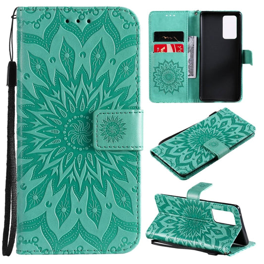 For OPPO Reno6 Pro 5G Sun Embossing Pattern Horizontal Flip Leather Case with Card Slot & Holder & Wallet & Lanyard(Green) by buy2fix
