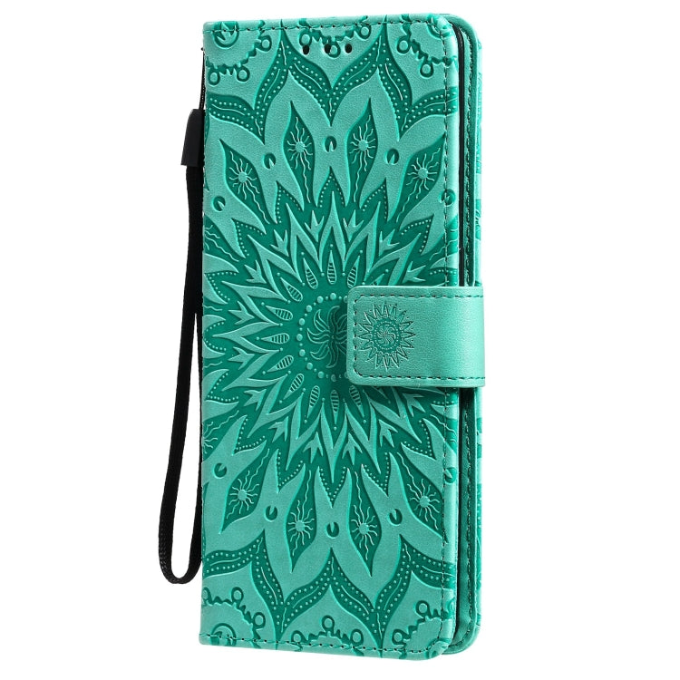 For OPPO Reno6 Pro 5G Sun Embossing Pattern Horizontal Flip Leather Case with Card Slot & Holder & Wallet & Lanyard(Green) by buy2fix