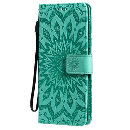 For OPPO Reno6 Pro 5G Sun Embossing Pattern Horizontal Flip Leather Case with Card Slot & Holder & Wallet & Lanyard(Green) by buy2fix