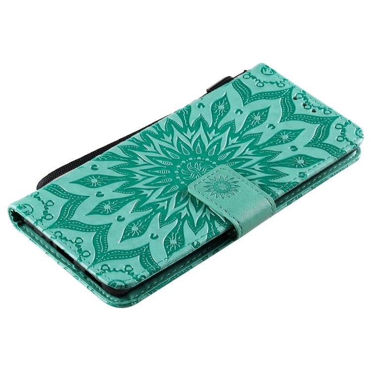 For OPPO Reno6 Pro 5G Sun Embossing Pattern Horizontal Flip Leather Case with Card Slot & Holder & Wallet & Lanyard(Green) by buy2fix