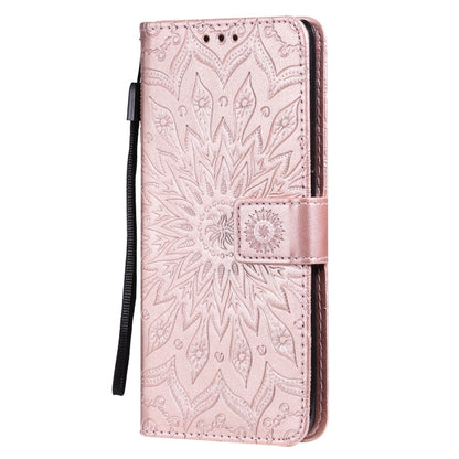 For OPPO Reno6 Pro 5G Sun Embossing Pattern Horizontal Flip Leather Case with Card Slot & Holder & Wallet & Lanyard(Rose Gold) by buy2fix