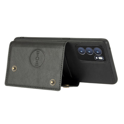 For OPPO Reno6 Pro 5G Double Buckle PU + TPU Shockproof Magnetic Protective Case with Card Slot & Holder(Black) by buy2fix