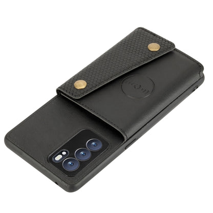For OPPO Reno6 Pro 5G Double Buckle PU + TPU Shockproof Magnetic Protective Case with Card Slot & Holder(Black) by buy2fix