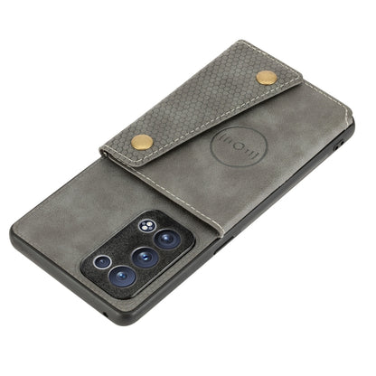 For OPPO Reno6 Pro+ 5G Double Buckle PU + TPU Shockproof Magnetic Protective Case with Card Slot & Holder(Grey) by buy2fix