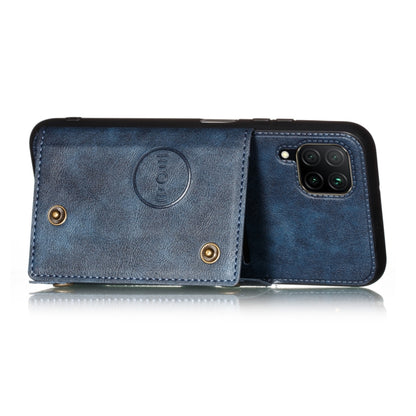 For Samsung Galaxy A22 4G Double Buckle PU + TPU Shockproof Magnetic Protective Case with Card Slot & Holder(Blue) - Galaxy Phone Cases by buy2fix | Online Shopping UK | buy2fix