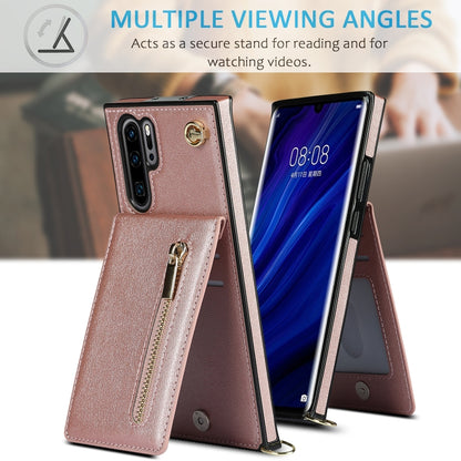 For Huawei P30 Pro Cross-body Zipper Square TPU+PU Back Cover Case with Holder & Card Slots & Wallet & Strap(Rose Gold) by buy2fix