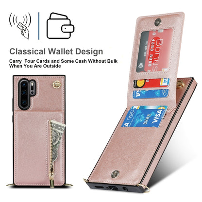 For Huawei P30 Pro Cross-body Zipper Square TPU+PU Back Cover Case with Holder & Card Slots & Wallet & Strap(Rose Gold) by buy2fix