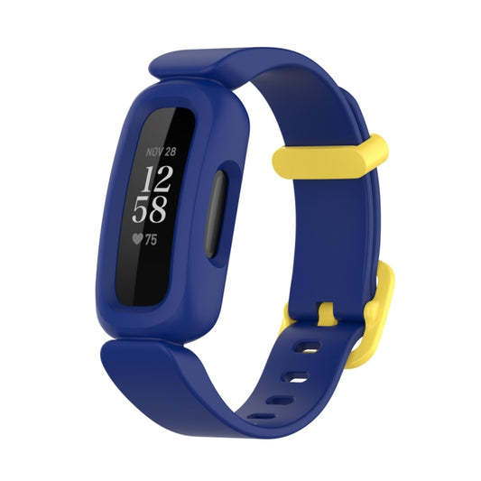 xDfind For Fitbit Ace 3 / Inspire2 Silicone Integrated Watch Band(Dark Blue Yellow Buckle) - Watch Bands by xDfind | Online Shopping UK | buy2fix