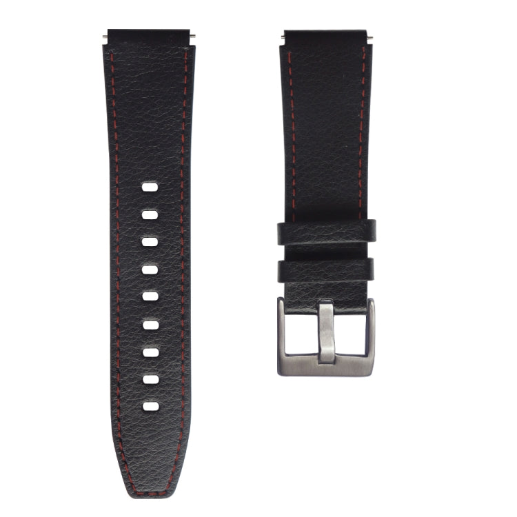For Huawei Watch GT2 Pro Leather Watch Band(Black Red Lines) by buy2fix