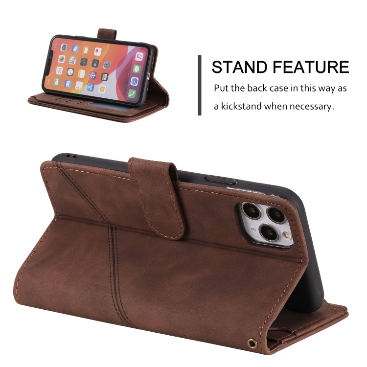 For iPhone 11 Skin Feel Business Horizontal Flip PU Leather Case with Holder & Multi-Card Slots & Wallet & Lanyard & Photo Frame (Brown) by buy2fix