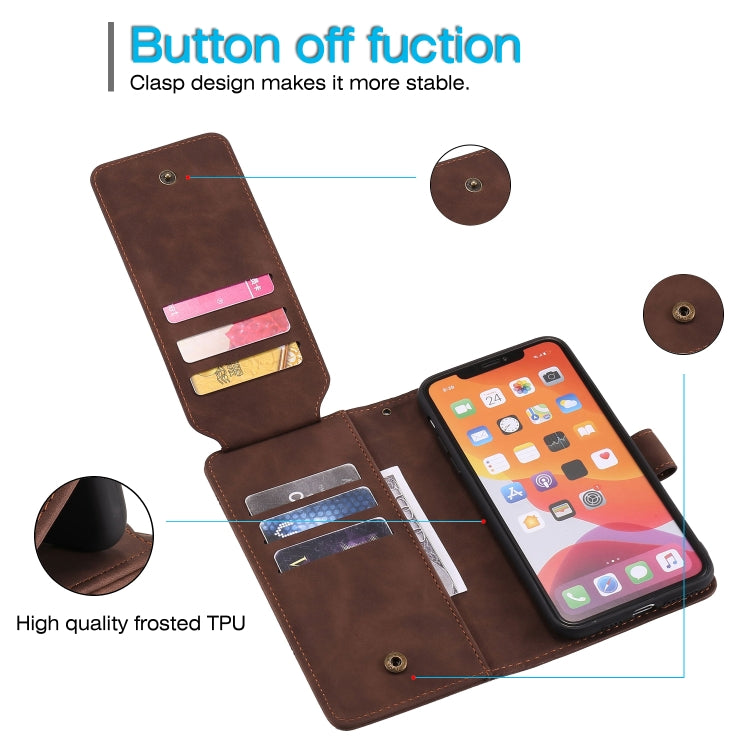 For iPhone 11 Skin Feel Business Horizontal Flip PU Leather Case with Holder & Multi-Card Slots & Wallet & Lanyard & Photo Frame (Brown) by buy2fix