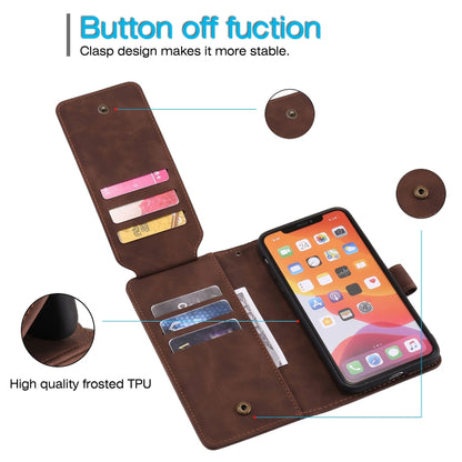 For iPhone 11 Skin Feel Business Horizontal Flip PU Leather Case with Holder & Multi-Card Slots & Wallet & Lanyard & Photo Frame (Brown) by buy2fix