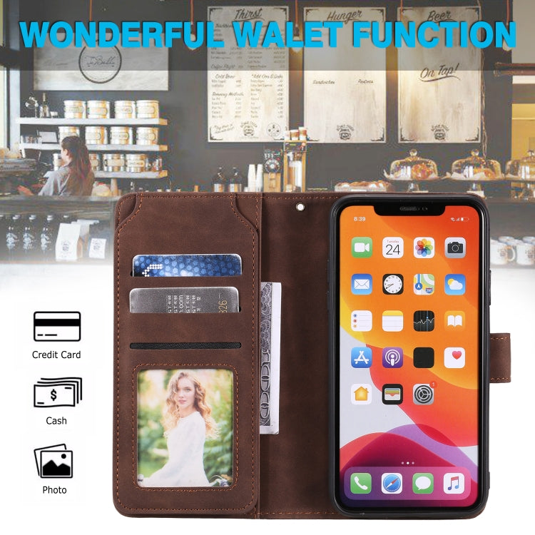 For iPhone 11 Skin Feel Business Horizontal Flip PU Leather Case with Holder & Multi-Card Slots & Wallet & Lanyard & Photo Frame (Brown) by buy2fix