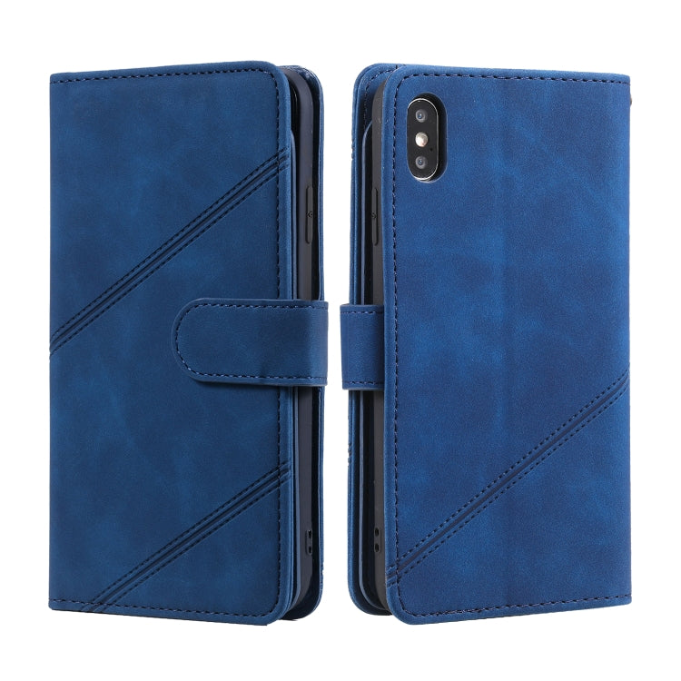 For iPhone XS Max Skin Feel Business Horizontal Flip PU Leather Case with Holder & Multi-Card Slots & Wallet & Lanyard & Photo Frame(Blue) by buy2fix