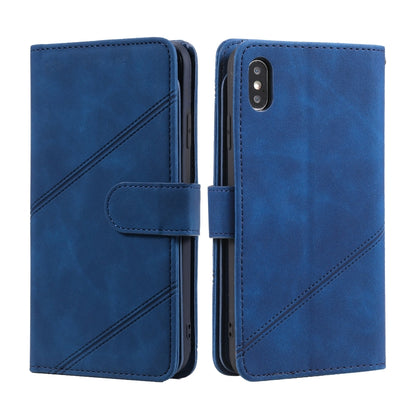 For iPhone XS Max Skin Feel Business Horizontal Flip PU Leather Case with Holder & Multi-Card Slots & Wallet & Lanyard & Photo Frame(Blue) by buy2fix