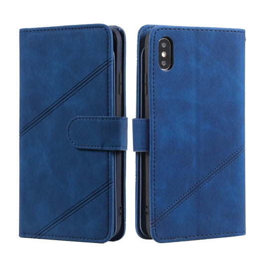 For iPhone XS Max Skin Feel Business Horizontal Flip PU Leather Case with Holder & Multi-Card Slots & Wallet & Lanyard & Photo Frame(Blue) by buy2fix