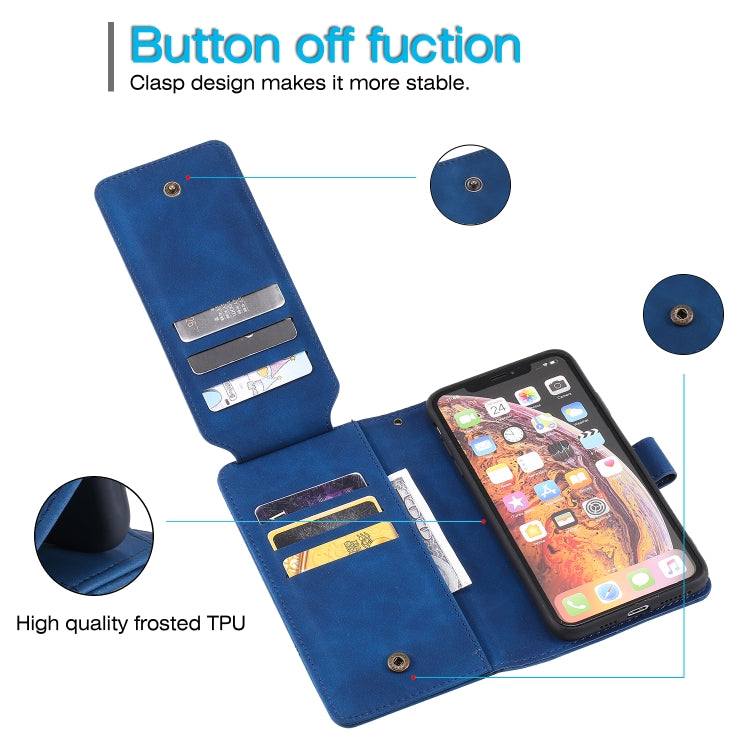 For iPhone XS Max Skin Feel Business Horizontal Flip PU Leather Case with Holder & Multi-Card Slots & Wallet & Lanyard & Photo Frame(Blue) by buy2fix