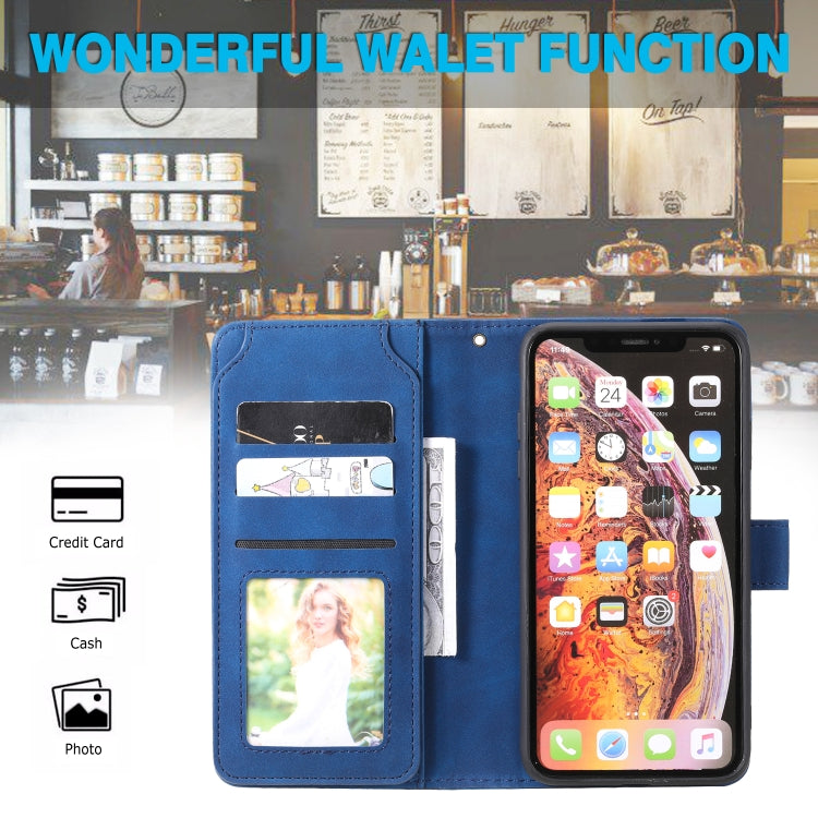 For iPhone XS Max Skin Feel Business Horizontal Flip PU Leather Case with Holder & Multi-Card Slots & Wallet & Lanyard & Photo Frame(Blue) by buy2fix
