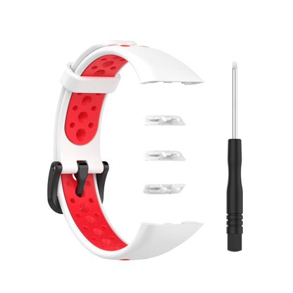 For Huawei Band 6 / Honor Band 6 Universal Two-color Breathable Silicone Watch Band(White Red) by buy2fix
