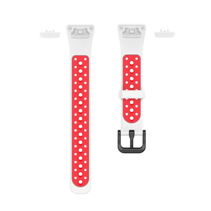 For Huawei Band 6 / Honor Band 6 Universal Two-color Breathable Silicone Watch Band(White Red) by buy2fix