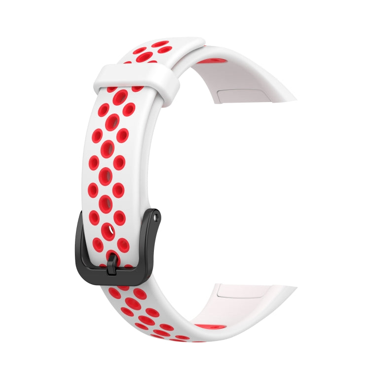 For Huawei Band 6 / Honor Band 6 Universal Two-color Breathable Silicone Watch Band(White Red) by buy2fix