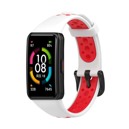 For Huawei Band 6 / Honor Band 6 Universal Two-color Breathable Silicone Watch Band(White Red) by buy2fix