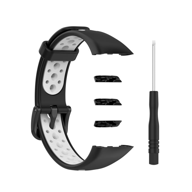 For Huawei Band 6 / Honor Band 6 Universal Two-color Breathable Silicone Watch Band(Black White) by buy2fix