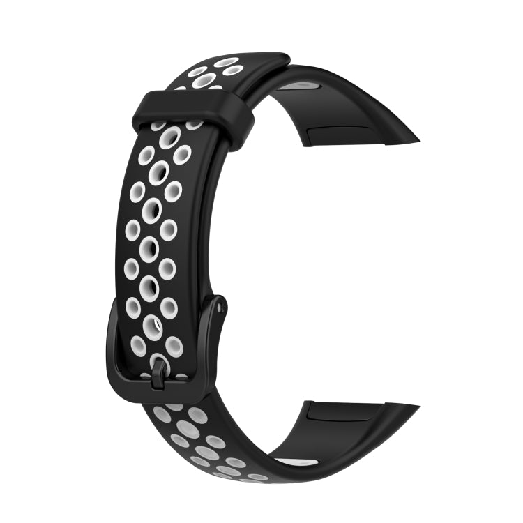 For Huawei Band 6 / Honor Band 6 Universal Two-color Breathable Silicone Watch Band(Black White) by buy2fix