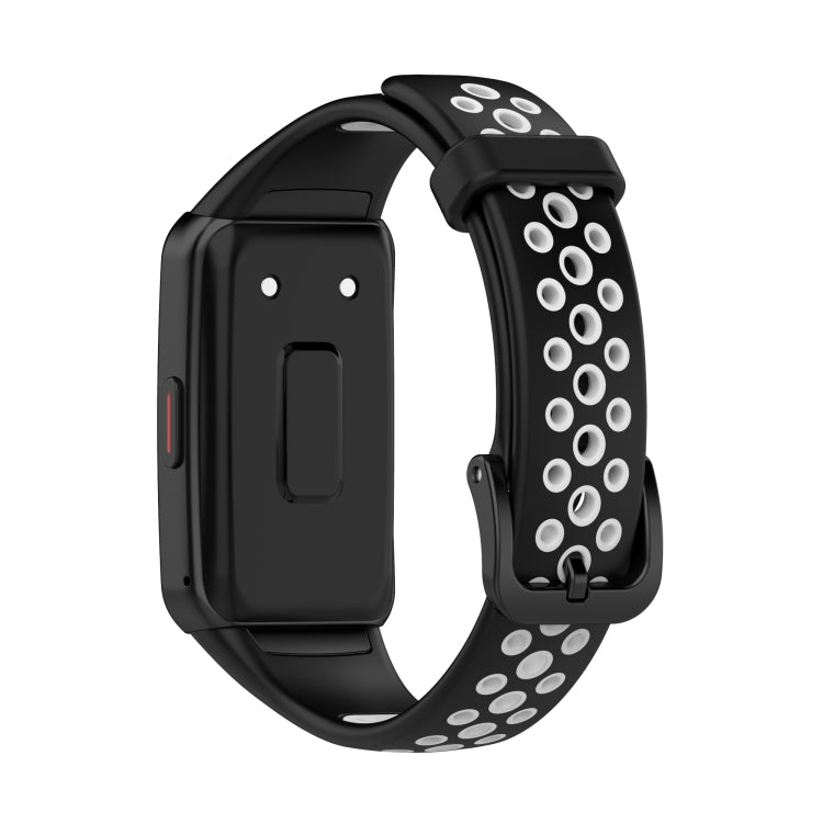 For Huawei Band 6 / Honor Band 6 Universal Two-color Breathable Silicone Watch Band(Black White) by buy2fix