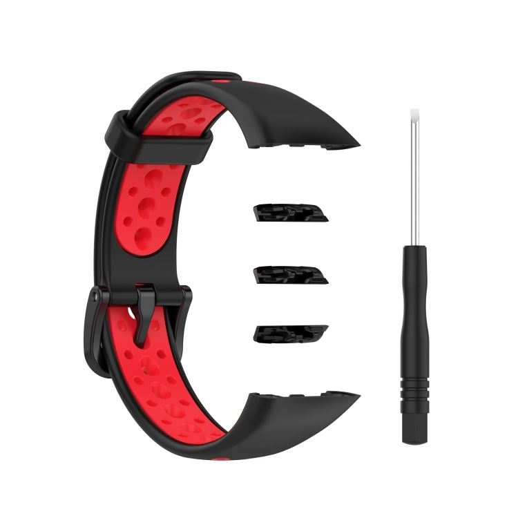 For Huawei Band 6 / Honor Band 6 Universal Two-color Breathable Silicone Watch Band(Black Red) by buy2fix