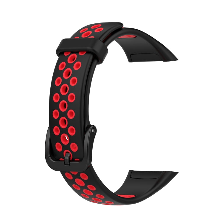 For Huawei Band 6 / Honor Band 6 Universal Two-color Breathable Silicone Watch Band(Black Red) by buy2fix
